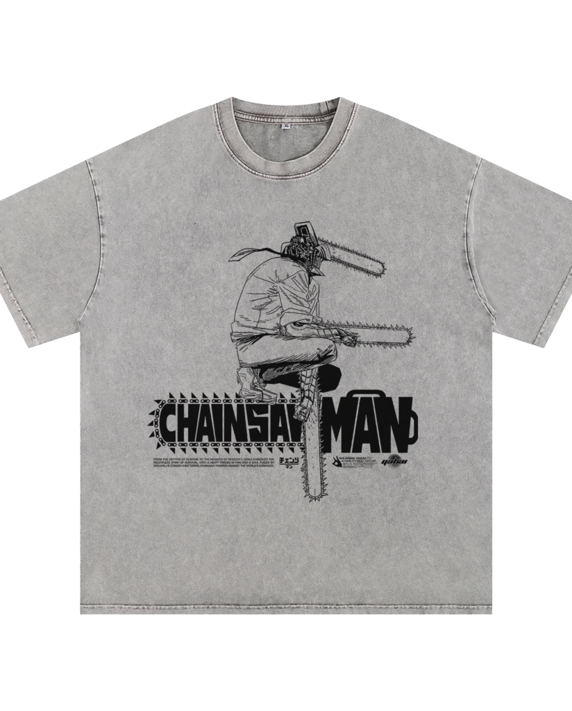 CHAINSAWMAN GREY ACID WASH