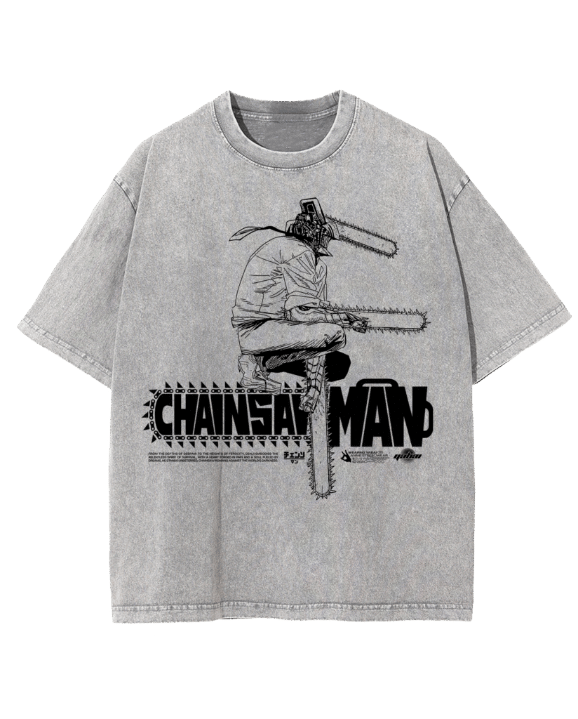 CHAINSAWMAN GREY ACID WASH